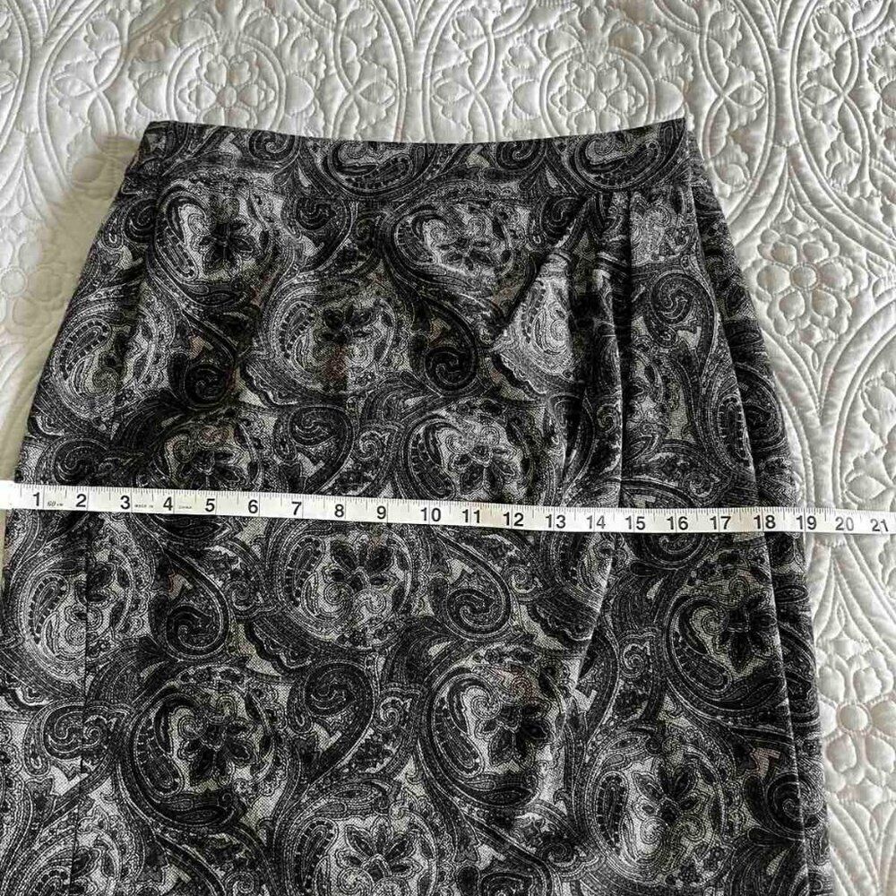 Talbots Gray Black Paisley Wrap Skirt Wool Blend Lined 6 Petite Excellent - Picture 9 of 11
